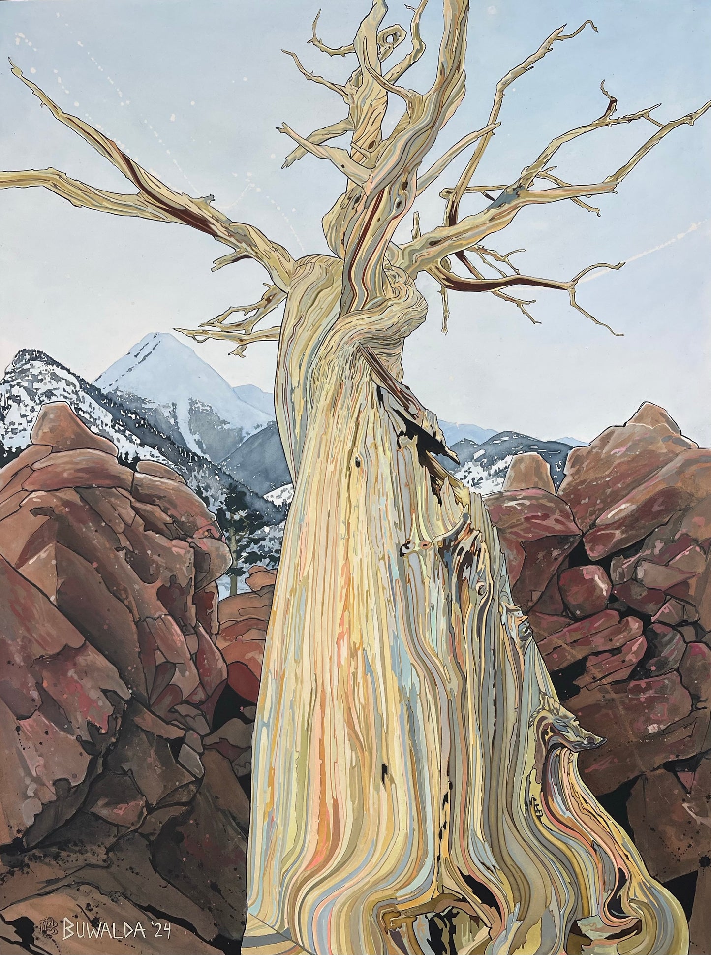 Original Painting, "Relic", 2024, Acrylic Ink on Stretched and Mounted Arches 30"x40" $5000 SOLD