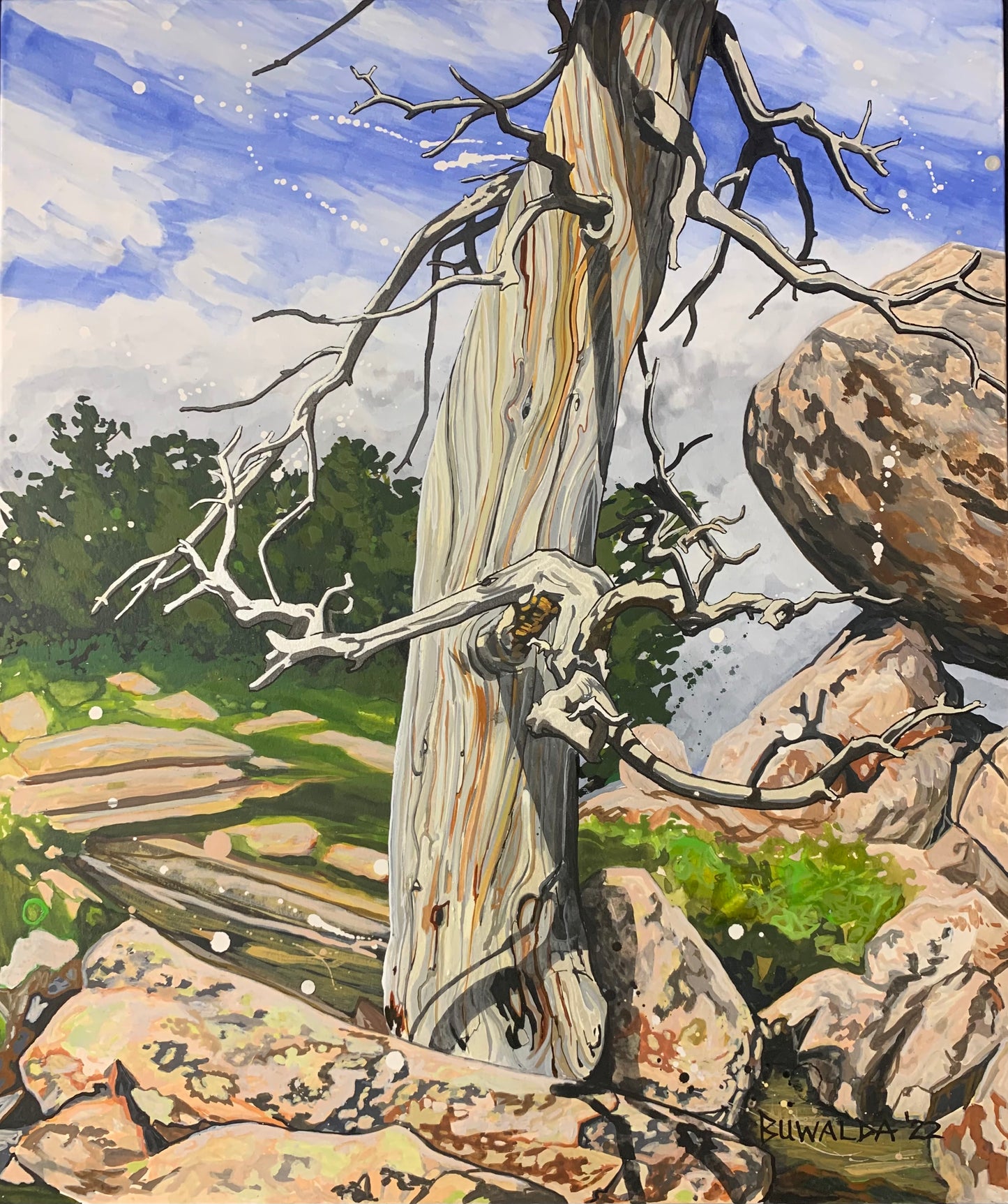 Original Painting Acrylic Ink on Stretched Watercolor Paper "Balance", 24"x20"