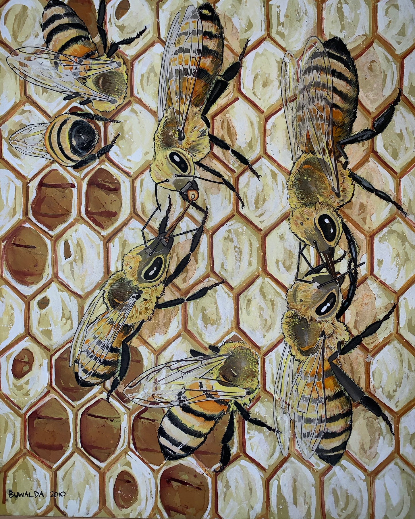 Original Painting, "Nectar Exchange", Honeybee Series, 2010 SALE from BFAS Private Collection
