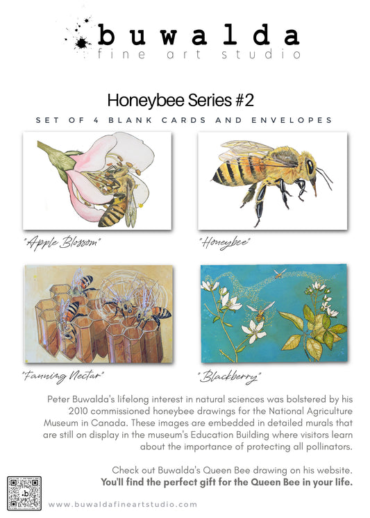 CARDS-4 SET ART CARDS -- "Honeybee Series #2" FREE SHIPPING