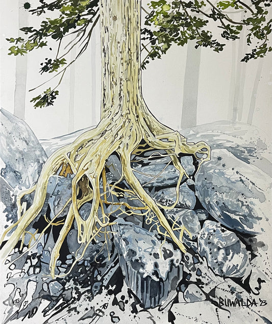 Original Painting, "Drained", Acrylic Ink on Stretched and Mounted Arches 20"x24"