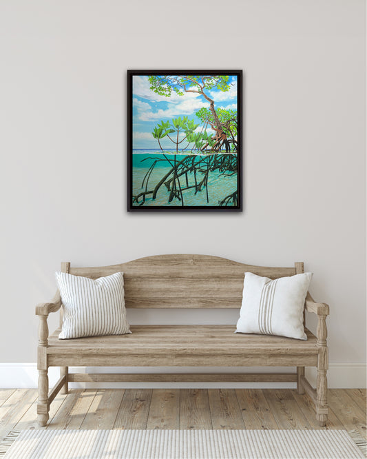 Original Painting, "Tidal", Acrylic Ink on Stretched and Mounted Arches 24"x30"