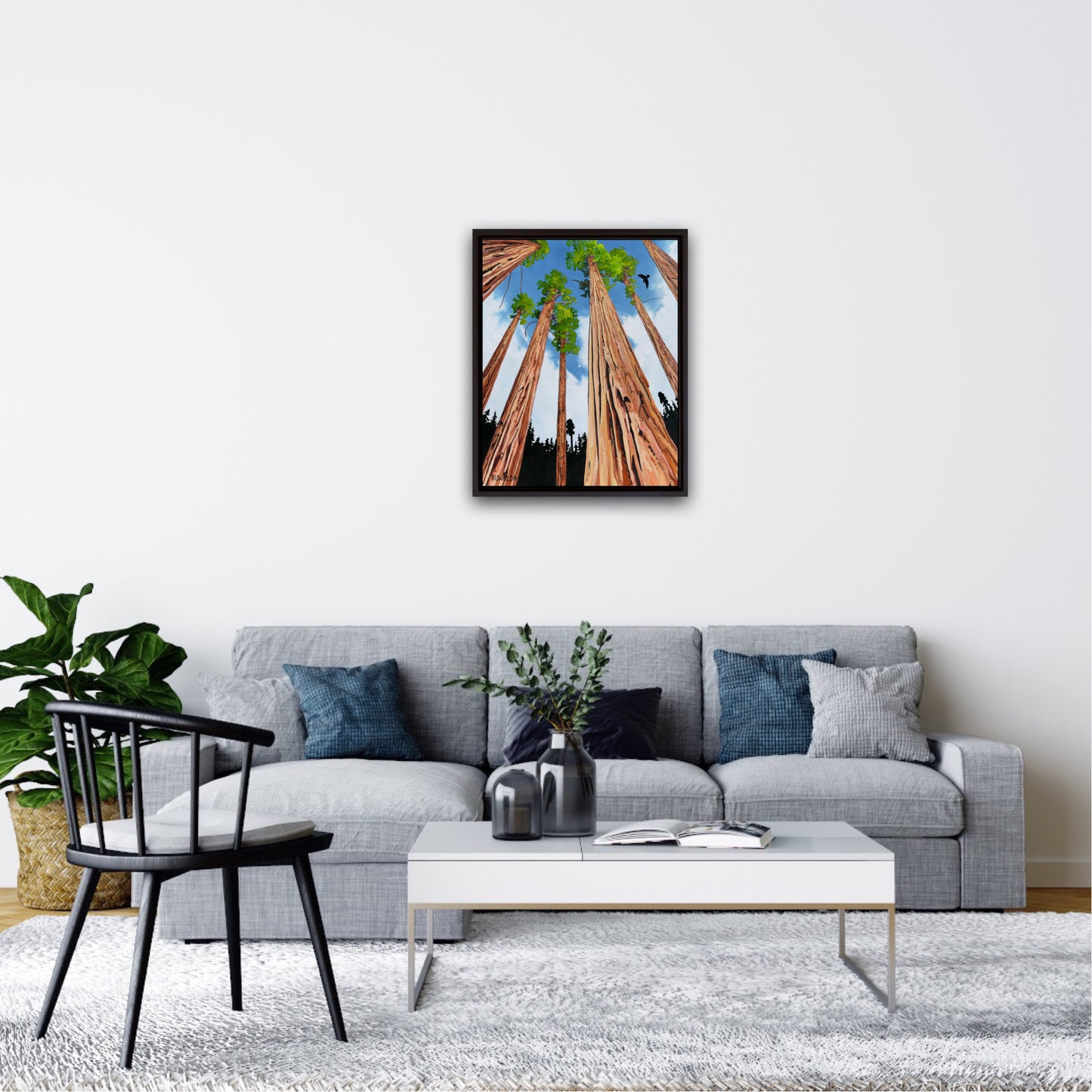 Original Painting, "Redwoods", Acrylic Ink on Stretched and Mounted Arches 24"x30"