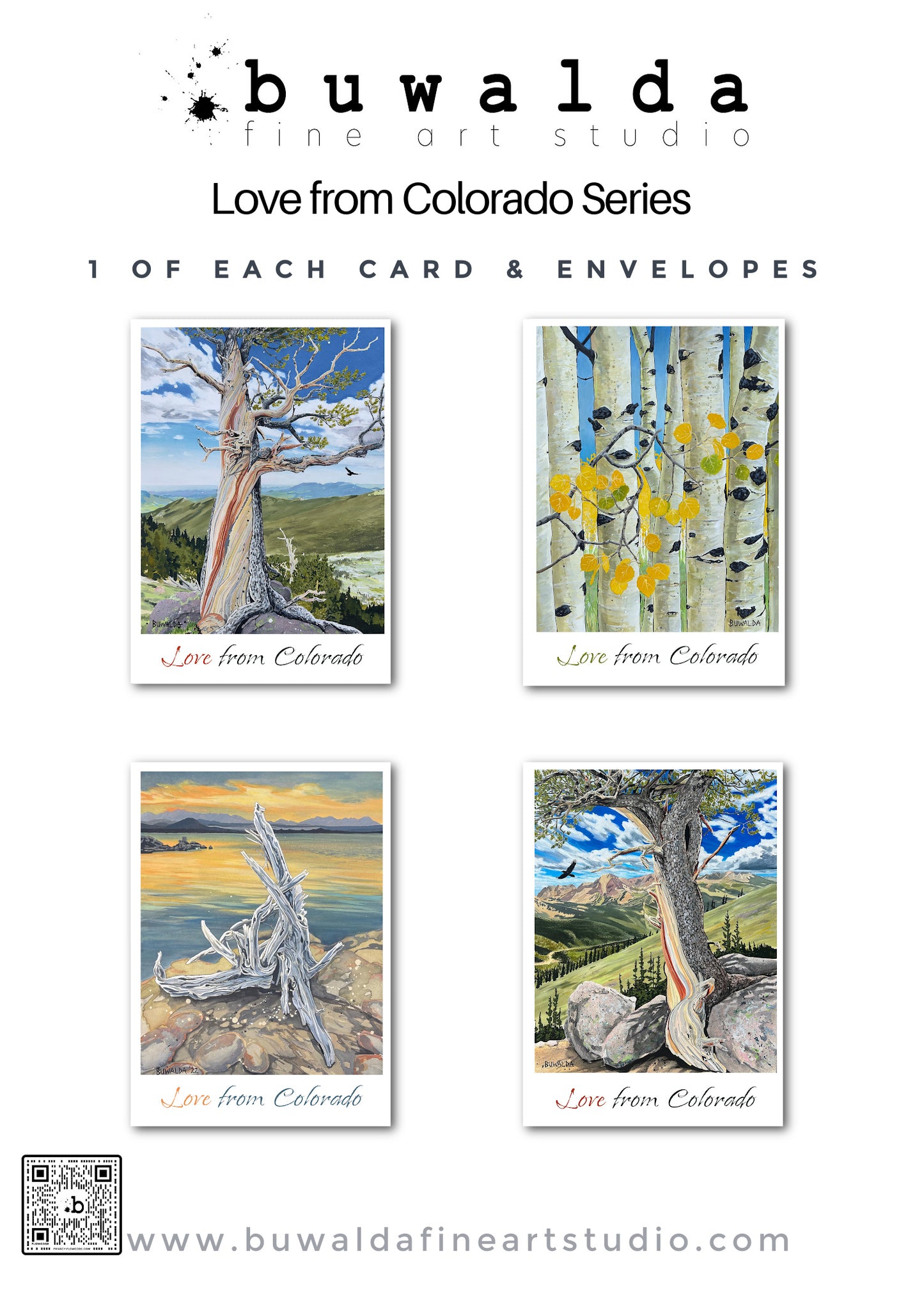 CARDS-4 SET ART CARDS -- "Colorado Love Series" FREE SHIPPING