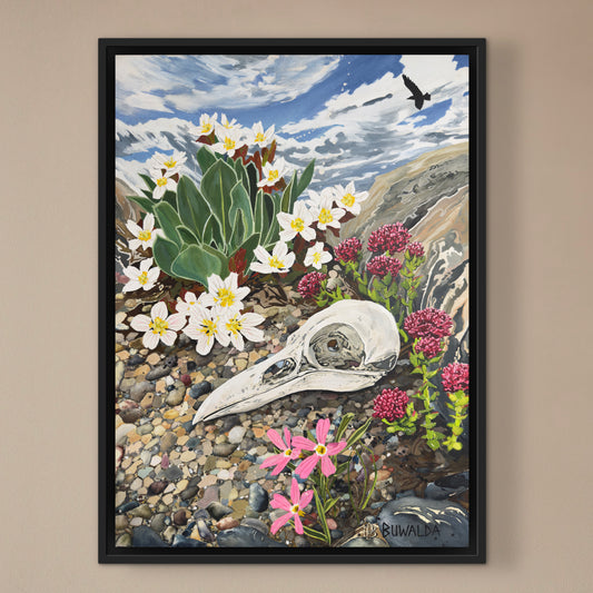 Mount Blue Sky Alpine Meadow "Prophecy", Acrylic Ink on Stretched and Mounted Arches, Fine Art Original, 19"x25"