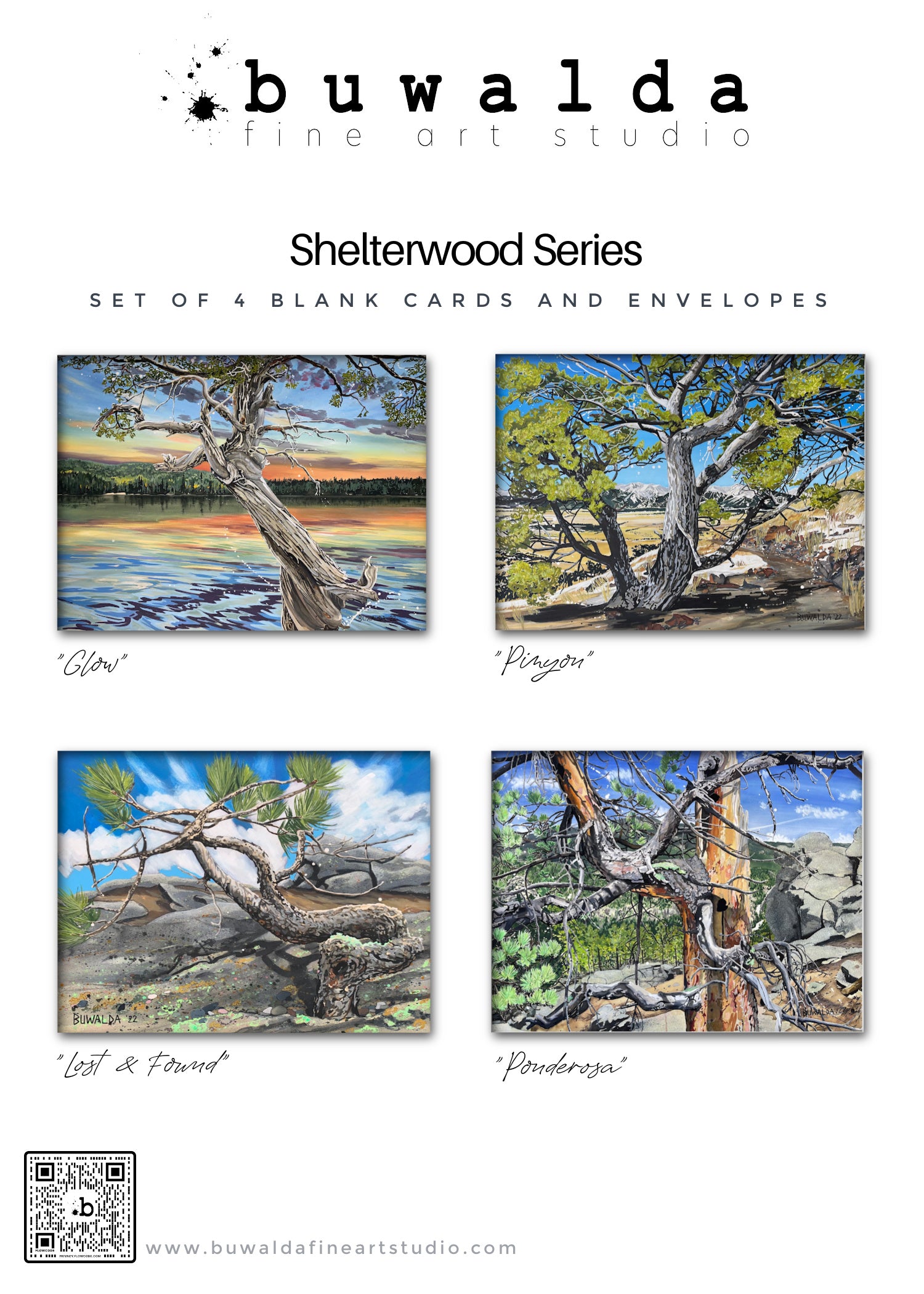CARDS-4 SET ART CARDS -- "Colorado Shelter-wood Series" FREE SHIPPING