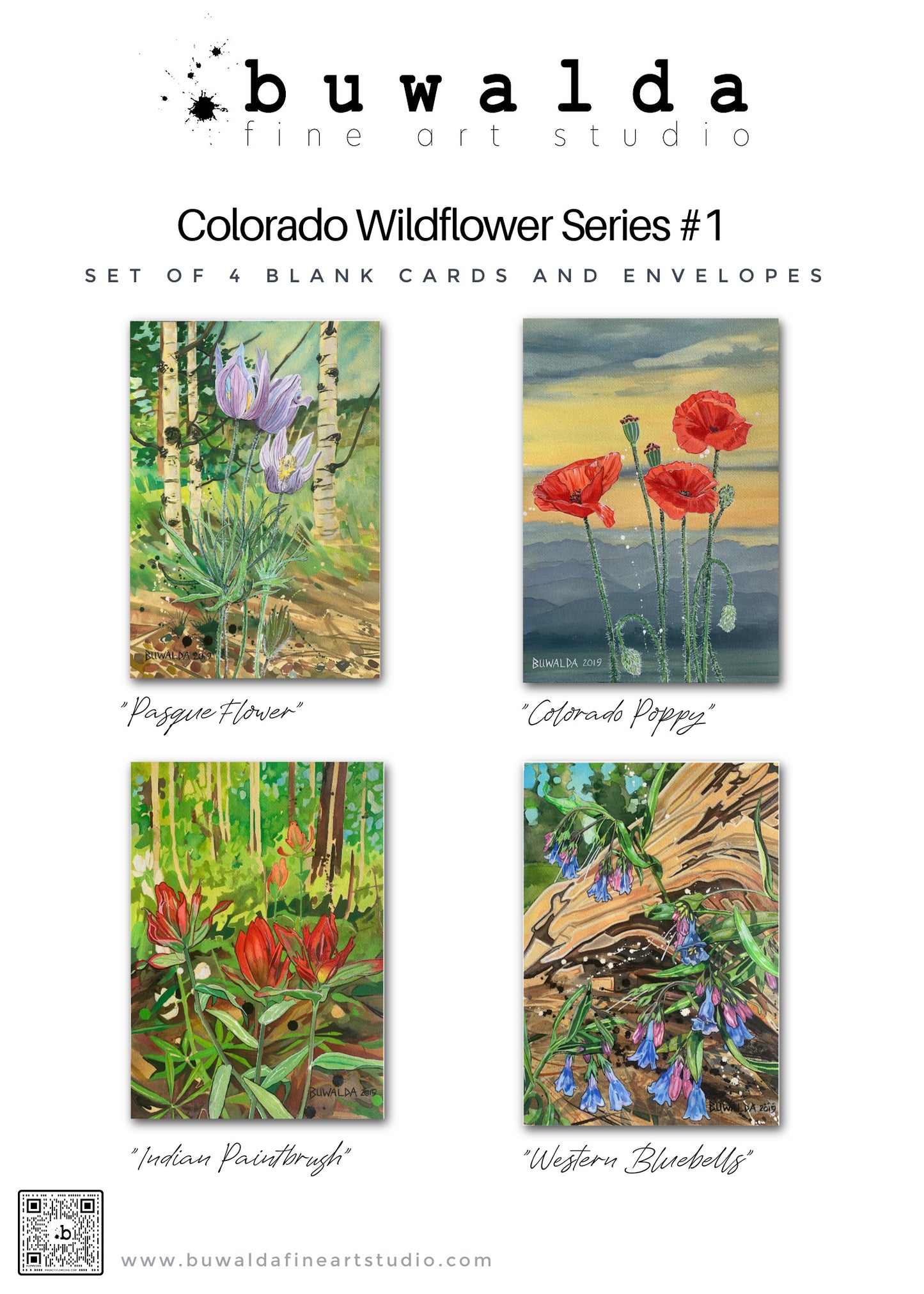 CARDS-4 SET ART CARDS -- "Colorado Wildflowers Series #1"