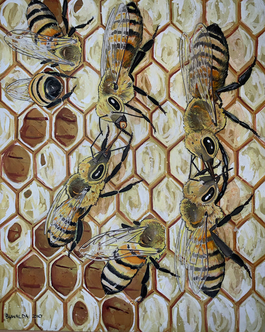 Original Painting, "Nectar Exchange", Honeybee Series, 2010 SALE from BFAS Private Collection