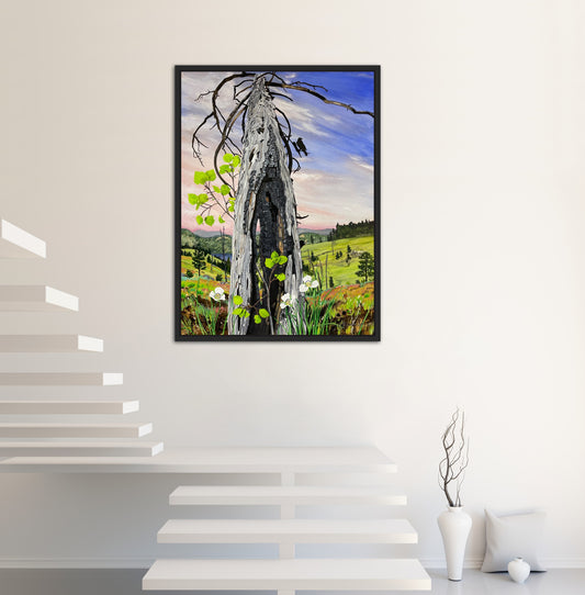 Original Painting Acrylic Ink on Stretched Watercolor Paper "Mariposa", 30"x40", 'Shelter-Wood' Series 2022 $4,400 SOLD