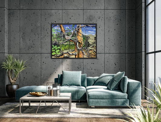 Original Painting Acrylic Ink on Stretched Watercolor Paper "Ponderosa", 40"x30", 'Shelter-Wood' Series 2022 $4000 SOLD