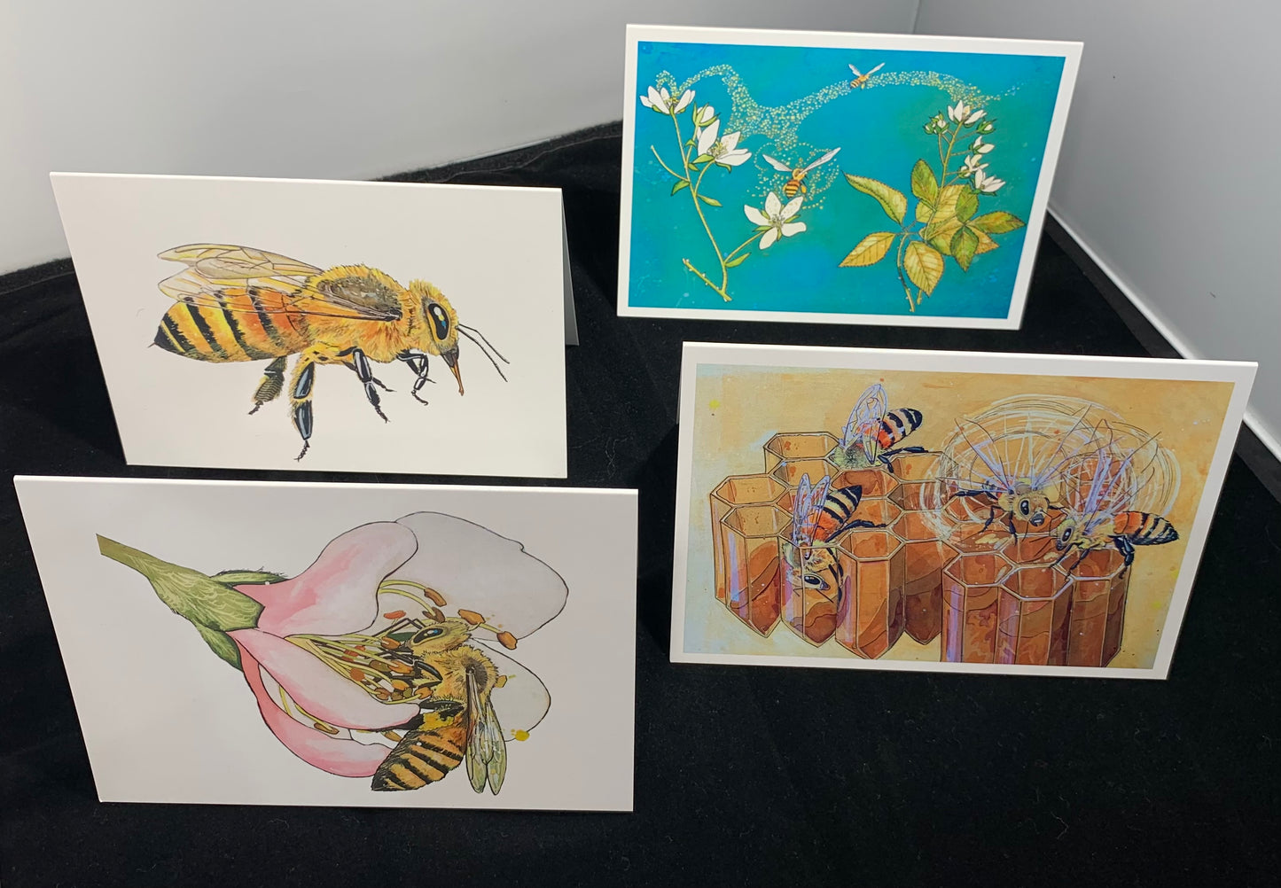 CARDS-4 SET ART CARDS -- "Honeybee Series #2" FREE SHIPPING