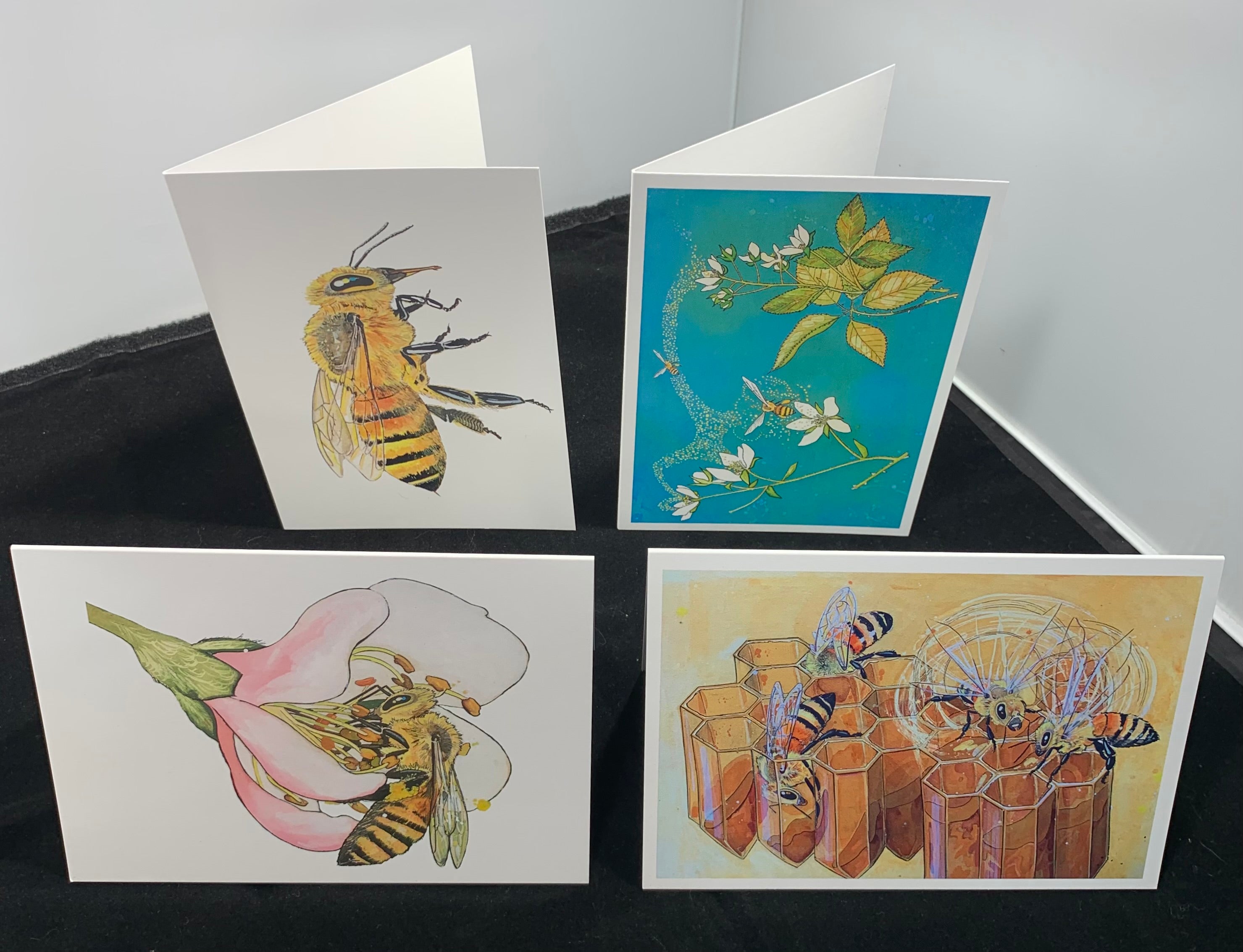 CARDS-4 SET ART CARDS -- "Honeybee Series #2" FREE SHIPPING