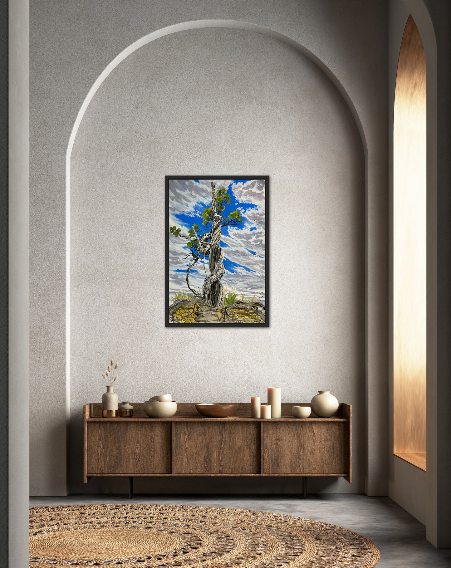 Original Painting, "Beacon", Acrylic Ink on stretched and mounted arches, 24"x36"