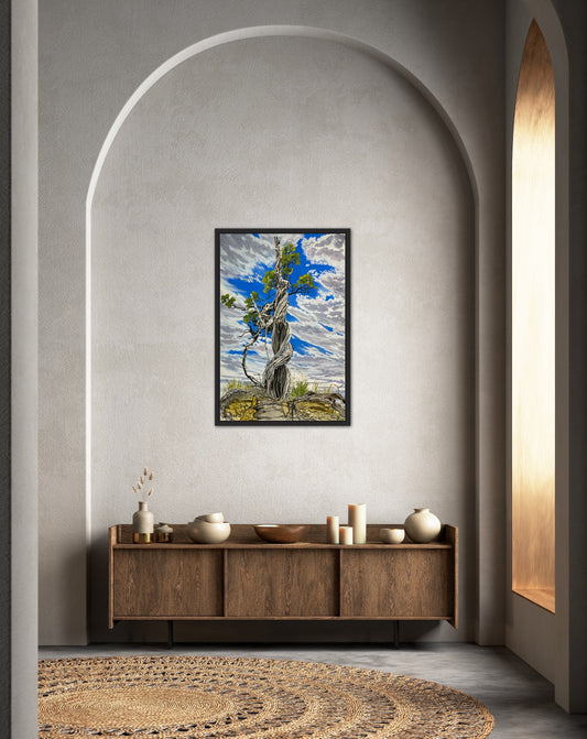 Original Painting, "Beacon", Acrylic Ink on stretched and mounted arches, 24"x36"
