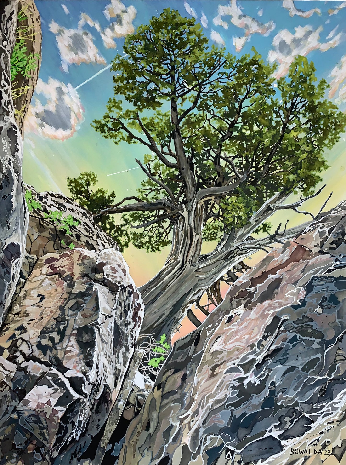 Original Painting Acrylic Ink on Stretched Watercolor Paper "Ascending", 30"x40", 2023 $4,500  SOLD
