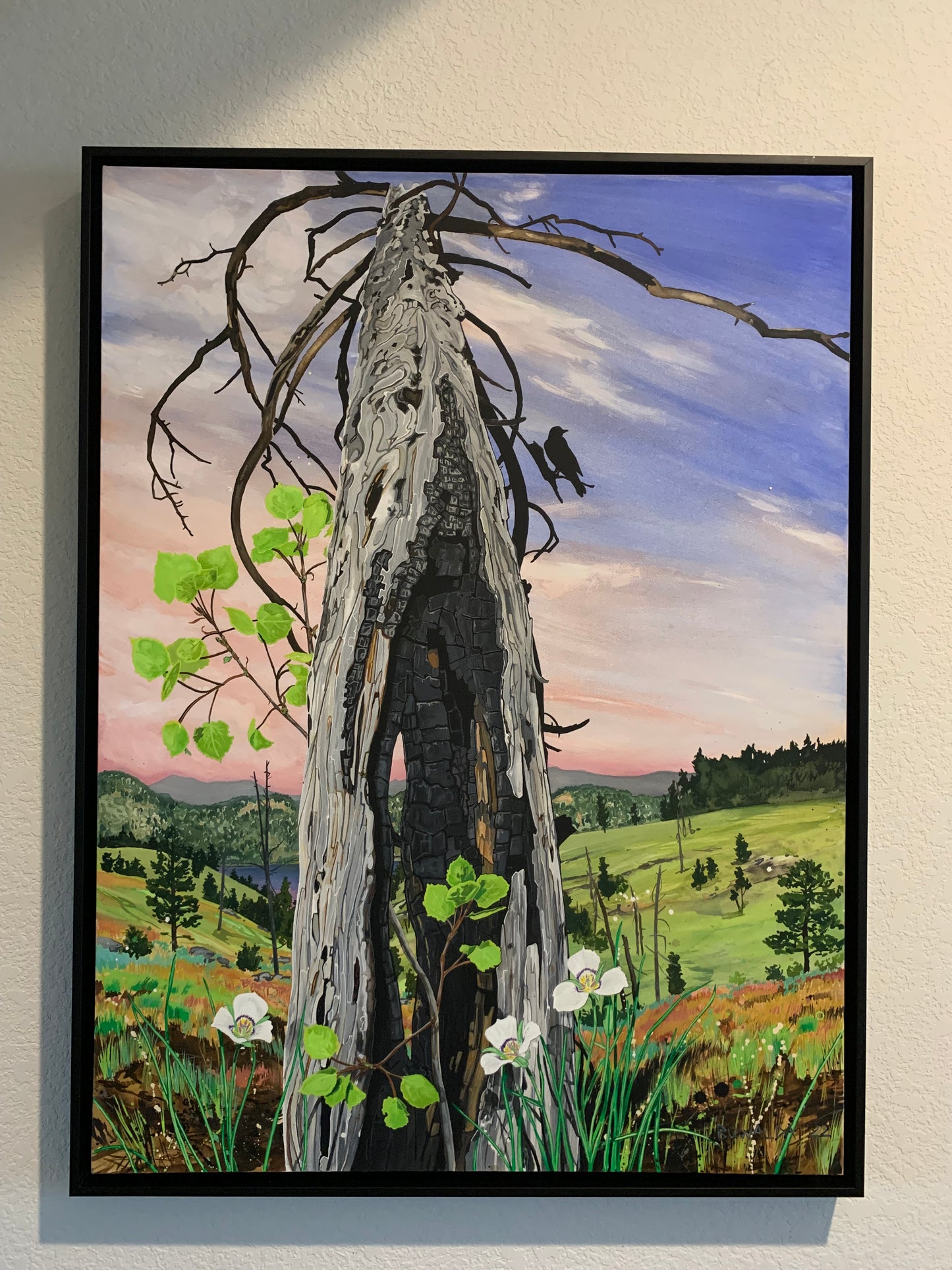 Original Painting Acrylic Ink on Stretched Watercolor Paper "Mariposa", 30"x40", 'Shelter-Wood' Series 2022 $4,400 SOLD